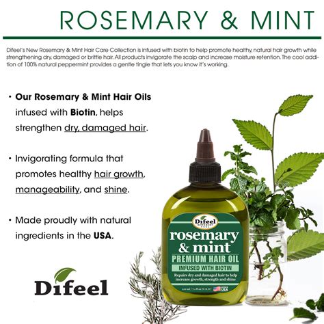 Difeel Rosemary And Mint Premium Hair Oil With Biotin 7 1 Oz Difeel Find Your Natural Beauty