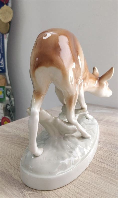 Royal Dux Bohemia Czech Porcelain Deer Statue On Carousell