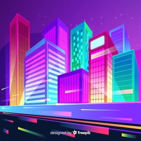 Free Vector | Futuristic night city background