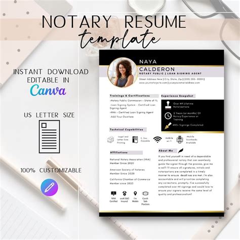 Notary Marketing Resume Template Loan Signing Agent Etsy Loan