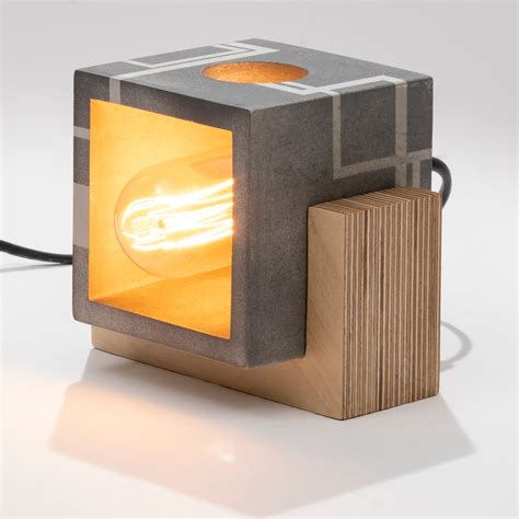 Circuit Concrete Wood Table Lamp Square Womo Design