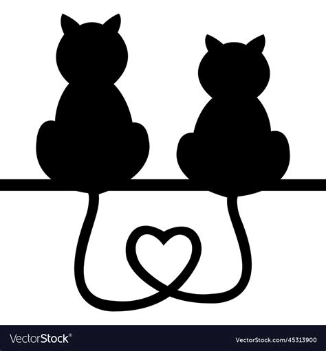 Loving Pair Of Cats With Heart Shaped Tails Vector Image
