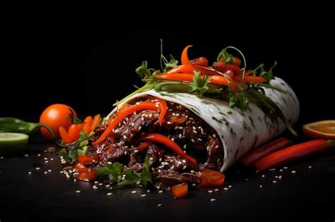 Premium Photo Spicy Korean Bulgogi Beef Wrap