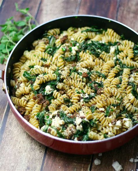 Fusilli With Spicy Sausage And Swiss Chard Recipe Spicy Sausage