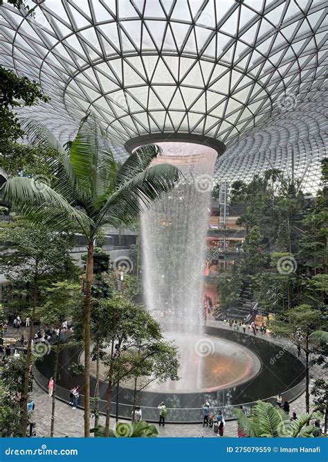 The Jewel Waterfall Monorail Track Gardens And Visitors Changi Airport