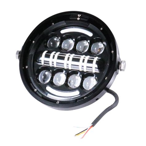 Кръгъл мотоциклетен фар 18см с Led DRL Cafe Racer Bobber Naked