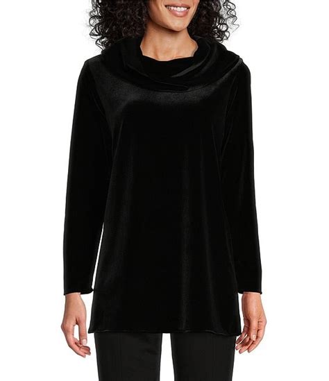 Caroline Rose Stretch Velvet Knit Cowl Neck Long Sleeve Tunic Dillards