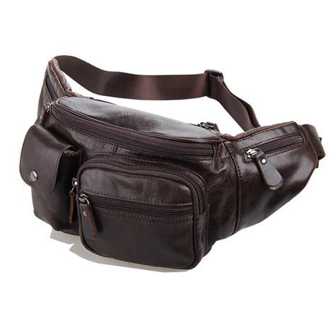 Fashion Genuine Leather Men Waist Bag Waist Pack Passport Wallet Fanny Pack Money Belt Bag Phone