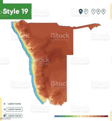 Namibia Mappa Fisica Altamente Dettagliata Mappa Vettoriale Mappa Dem