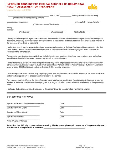 Chs1018 B Ined Consent For Medical Services Doc Template Pdffiller