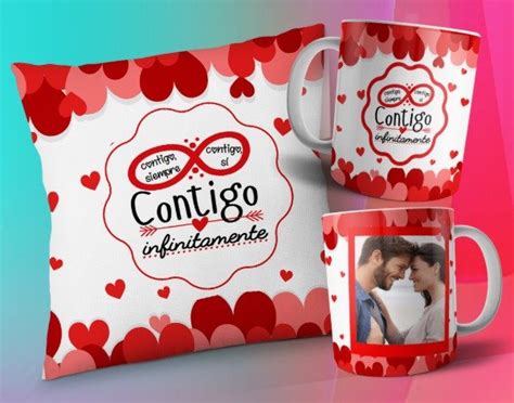 Combo Plantillas Sublimar Tazas Y Almohadones Amor San Valentín 5 Imprimikits