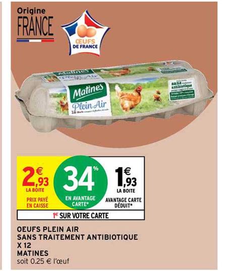 Promo Oeufs Plein Air Sans Traitement Antibiotique X Matines Chez