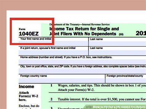 How To Fill Out A Us 1040ez Tax Return With Form Wikihow