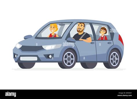 Family in the car - cartoon people character isolated illustration Stock Vector Image & Art - Alamy