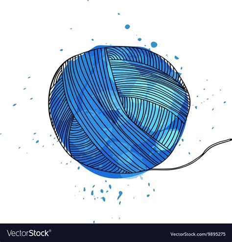 A Ball Of Blue Yarn For Vector Image On Vectorstock Vector