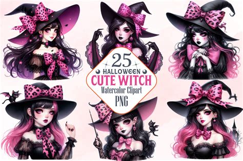 Watercolor Halloween Witch Clipart S Png Graphic By Robertsart