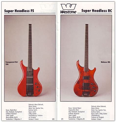 1986 German Catalogue Westone Guitars The Home Of Westone