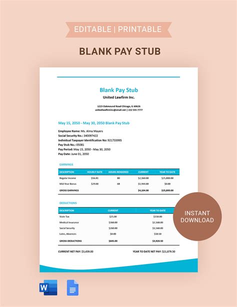 Pay Stub Template For Truck Driver