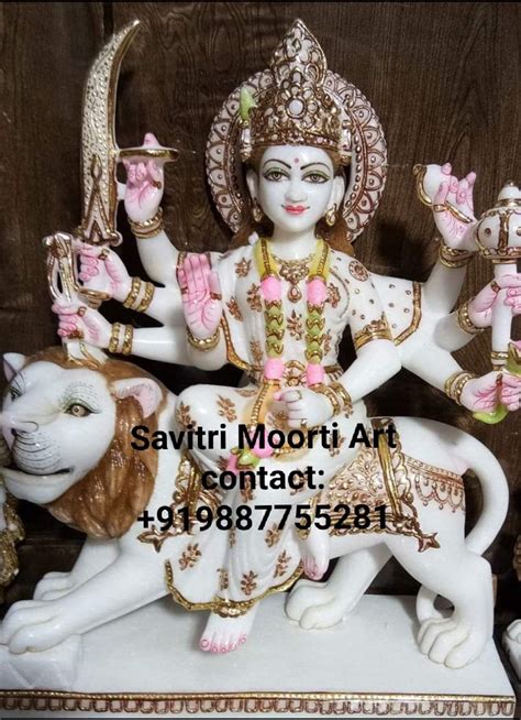 White Traditional Makrana Marble Durga Maa Murti For Worship At Rs