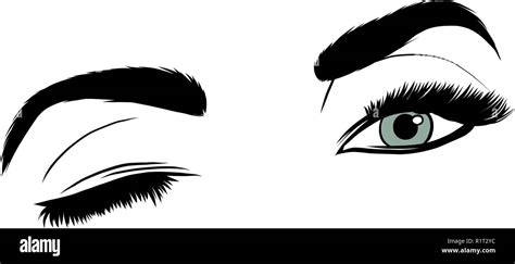 Illustration With Woman S Eye Wink Eyebrows And Eyelashes Makeup Look