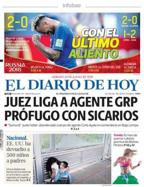 El Diario De Hoy El Salvador 23 De Junio De 2018 Infobae