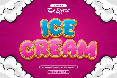 Premium Vector Ice Cream Editable Text Effect With Cloud Decoration