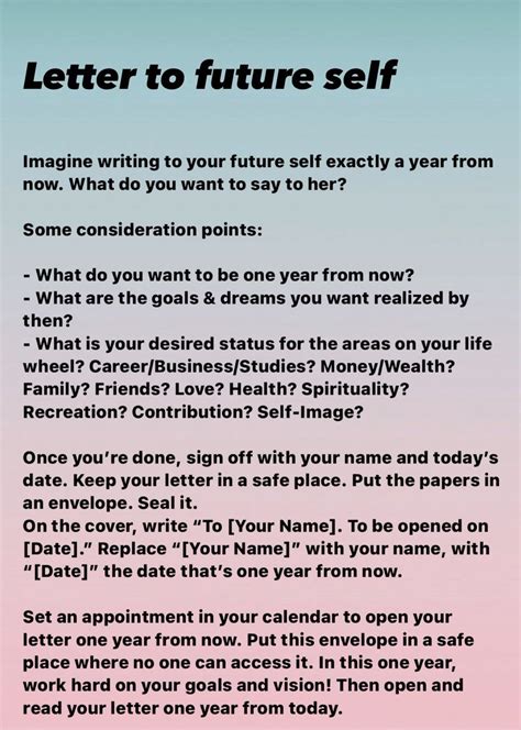 What To Include In A Letter To My Future Self Printable Templates Free