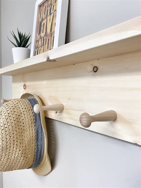 Shelf With Hooks Towel Rack Wooden Peg Rail Wooden Peg Etsy