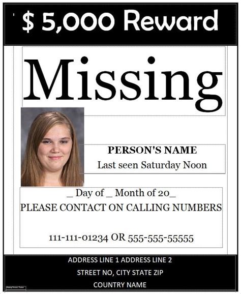 Printable Missing Person Template