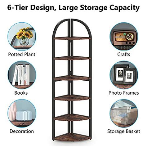 Tribesigns 6 Tier Corner Shelf 71 Inch Tall Corner Bookshelf For Small