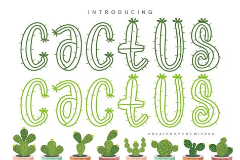 Cactus Plants Font By Edywiyonopp · Creative Fabrica