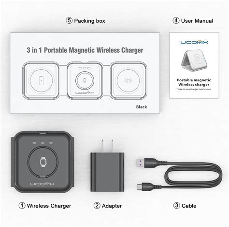 Buy Ucomx Nano 3 In 1 Wireless Charger Magnetic Foldable 3 In 1 Charging Station Fast Wireless