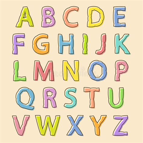 Colored Alphabet Letters With Bloated Outline Stock Vector