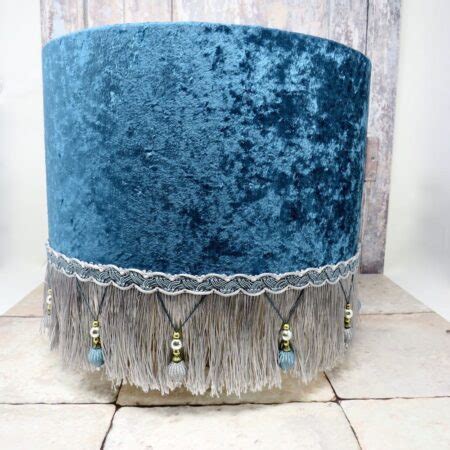 Teal Velvet Drum Lampshade The British Craft House