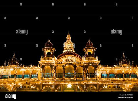 Mysore Palace night view in Mysore, India Stock Photo - Alamy