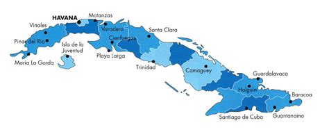 Cuba Political Map Showing The Cities Travel Around The World