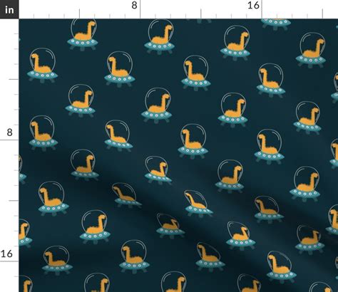 Cotton Poplin Fabric Fat Quarter Brontosaurus Blue Background