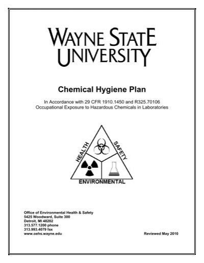 Chemical Hygiene Plan Office Of Environmental Health And Safety