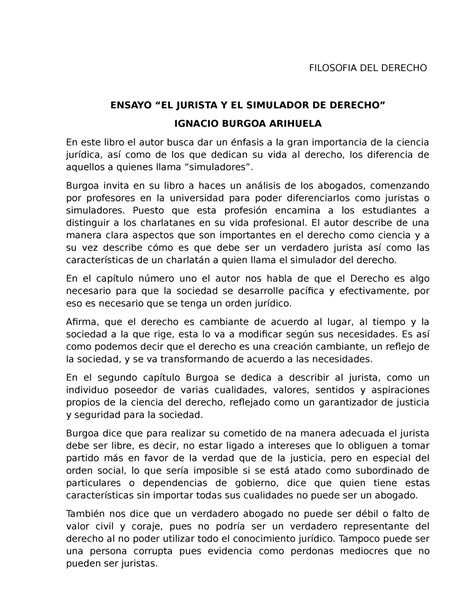 Ensayo El Jurista Y El Simulador De Derecho Filosofia Del Derecho