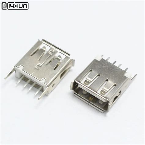 10pcs Usb Type A Female Vertical Socket Connector 180 Degrees 4 Pin