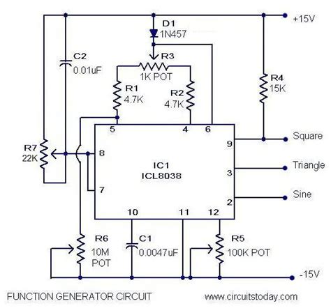 Function Generator Circuit using ICL8038 Pulse Generator IC