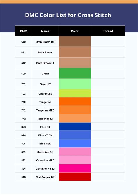 Free Printable Dmc Color Chart Download In Pdf Illustrator 46 Off