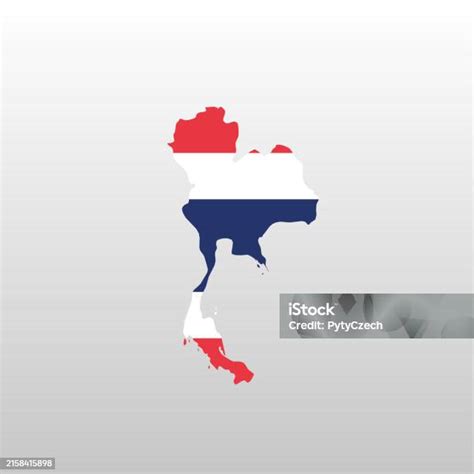 Thailand National Flag In Country Map Silhouette Stock Illustration