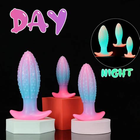 Luminous Anal Plug Silicone Big Butt Plug Colourful Glowing Anal Dildo