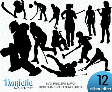 Field Hockey Silhouettes Svg Png Eps Cricut Silhouette Cameo