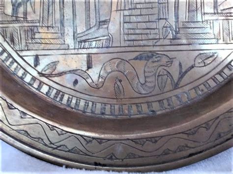 Vintage Egyptian Brass Plate Detail Hand Carved Etched Pharaoh Etsy