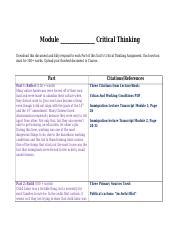 Critical Thinking Student Document 9 10 Docx Module Critical Thinking