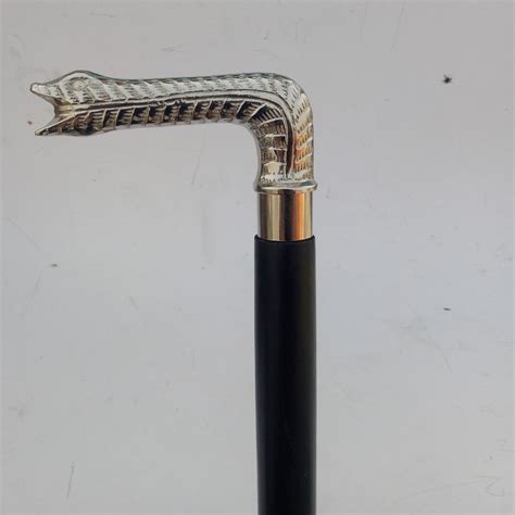 Designer Brass Snake Head Handle Walking Stick Antiqu Gem