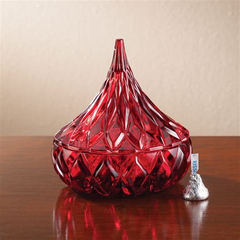 Godinger Crystal Famous Hersheys Kiss Candy Dish Ruby Red 2 Piece