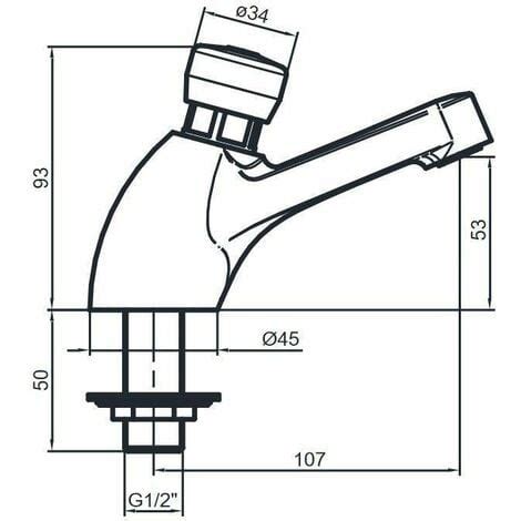 Rubinetto Lavabo Temporizzato Con Comando A Pulsante Idral Classic